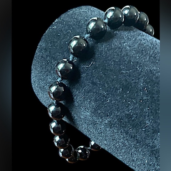 Black Onyx Jewelry - Black Onyx Gemstone Hand Knotted Bead Bracelet Filigree Clasp